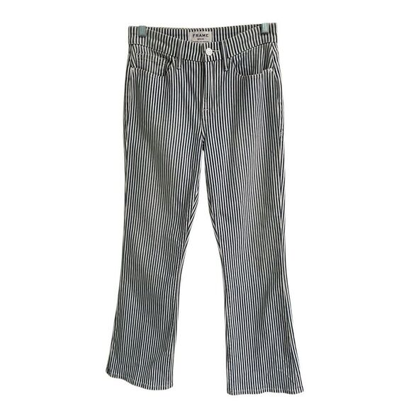 Frame Le Crop Mini Boot Women’s 25 Engineer Stripe Denim Jeans - Picture 1 of 8